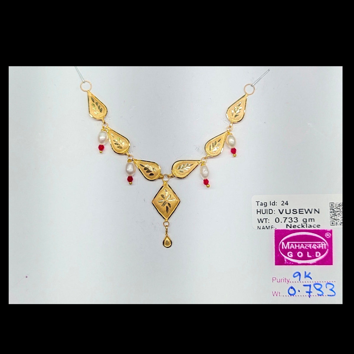 GOLD NECKLACE-(WGT: 0.733 GM APPROX) BIS CERTIFIED HUID HALLMARK 375 9KT GOLD NECKLACE 1 PIECE FOR WOMEN WITH FREE ADJUSTABLE TASSEL. (VUSEWN)