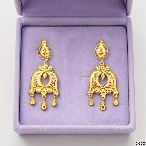 GOLD EARRINGS- (WGT: 2.650 GM APPROX) BIS CERTIFIED HUID HALLMARK 9KT GOLD EARRINGS 1 PAIR FOR WOMEN (BEST FOR GIFT IN MARRIAGE). (BK62YT)-(B1SNAP)