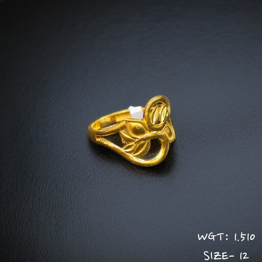 TRJ (SIZE: 12) WGT: 1.510 GM APPROX 22KT HUID HALLMARK GOLD RING FOR WOMEN 1 PIECE.
