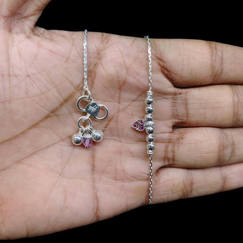SILVER PAYEL- (A34) (WGT: 12.600 GM APPROX) 625 SILVER PAYEL (ANKLET) 1 PAIR LENGTH: 10