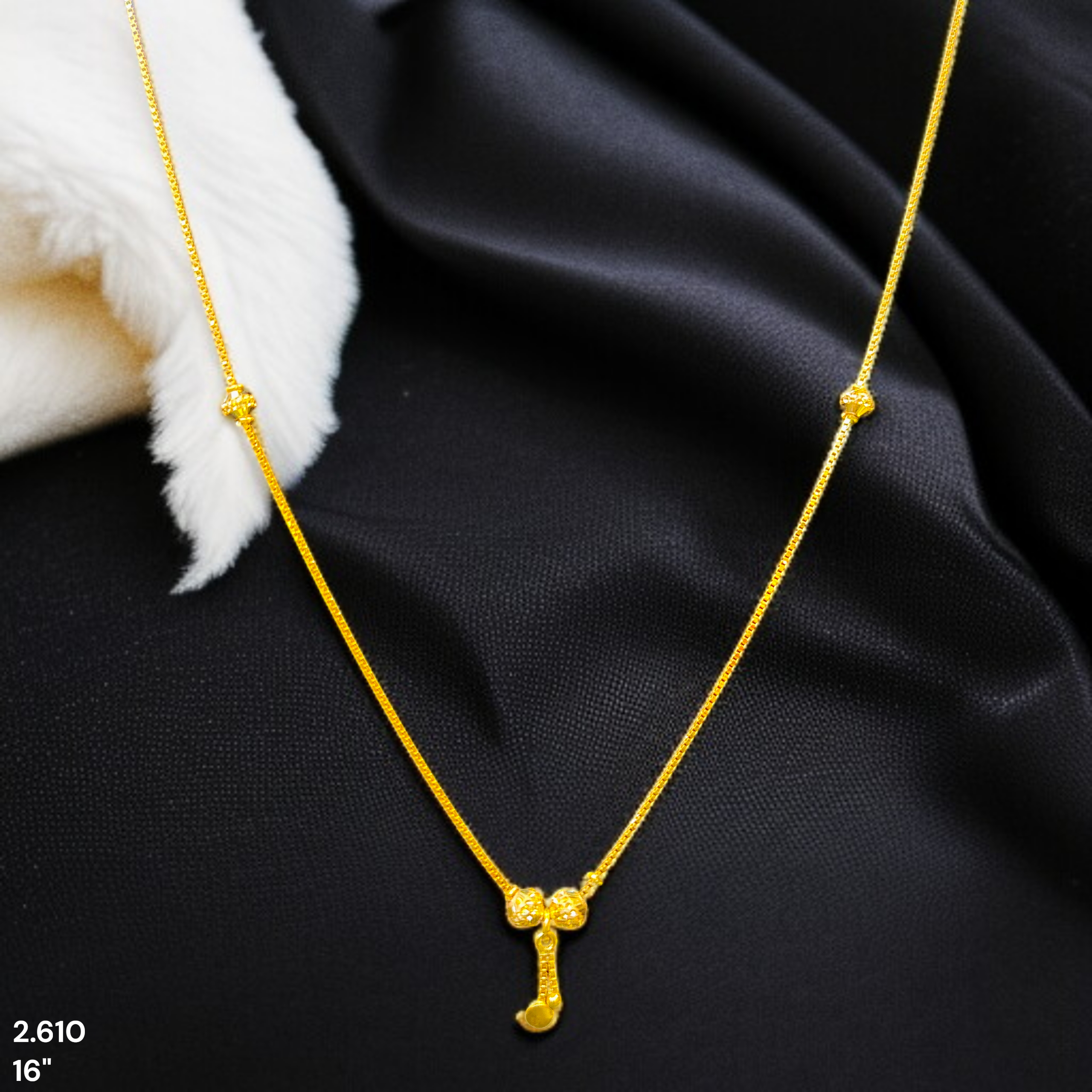 GCH-(WGT: 2.610 GM APPROX) BIS CERTIFIED HUID HALLMARK 9KT GOLD CHAIN WITH PENDANT (16 INCH) 1 PIECE FOR WOMEN.