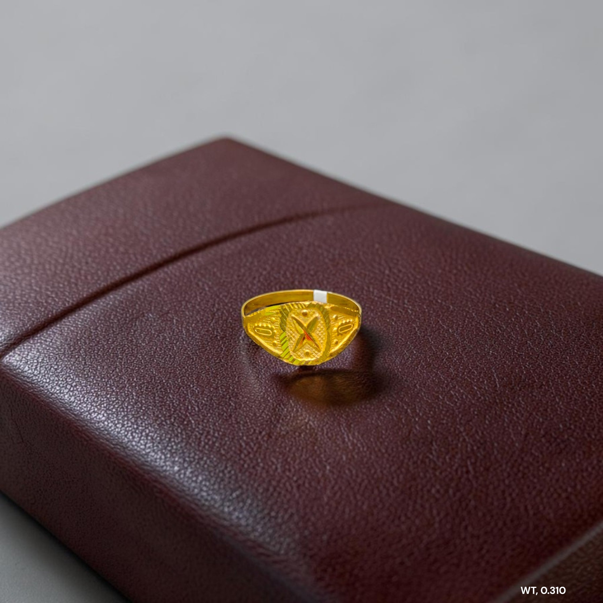 BABY JEWELLERY- TRJ WGT: 0.310 GM APPROX 375 9KT HUID HALLMARK GOLD BABY FINGER RING 1 PIECE FOR RICE CEREMONY & BIRTHDAY.