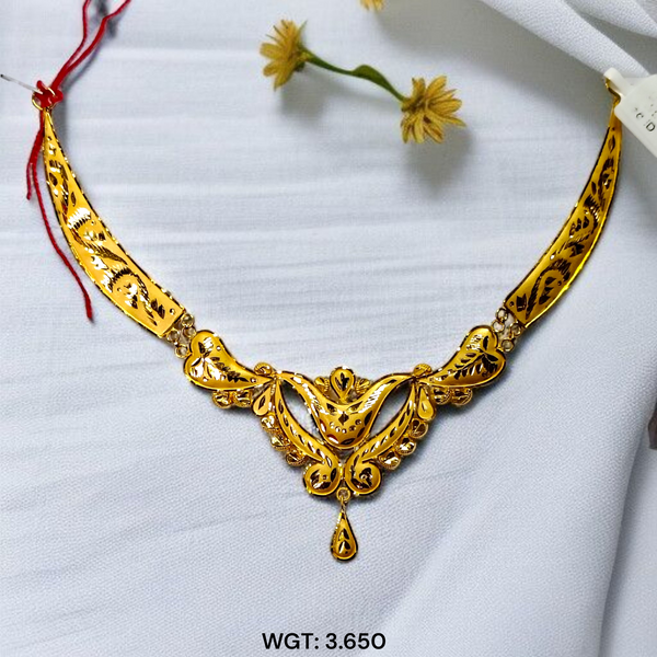 (GCN22) BIS CERTIFIED HUID HALLMARK 916 22KT GOLD NECKLACE CHOKER (APPROX WGT: 3.650 GM) 1 PIECE FOR WOMEN.