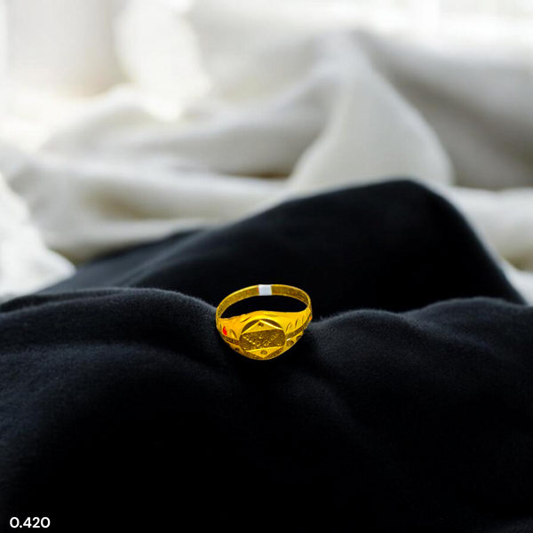 BABY JEWELLERY- TRJ WGT: 0.420 GM APPROX 375 9KT HUID HALLMARK GOLD BABY FINGER RING 1 PIECE FOR RICE CEREMONY & BIRTHDAY.