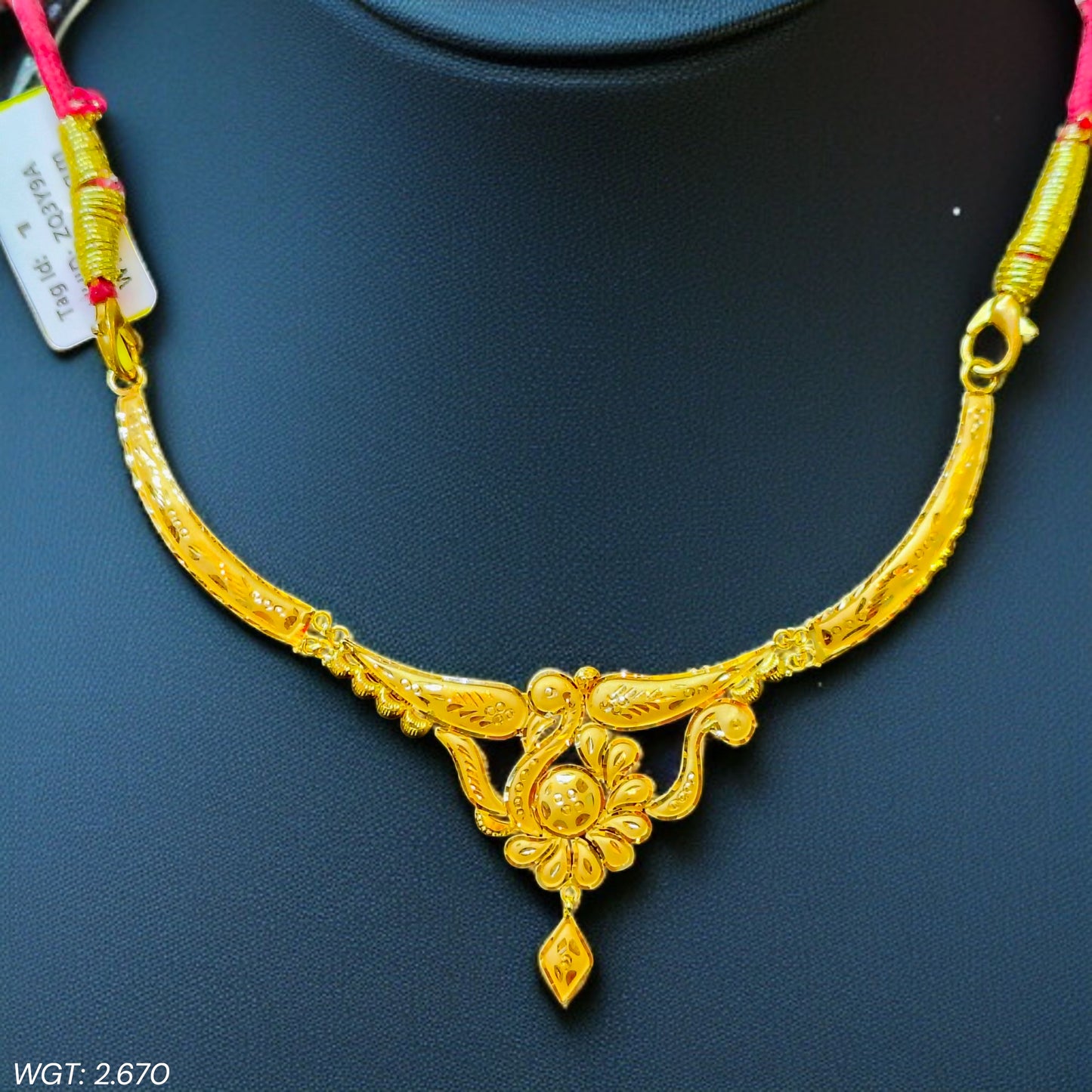 (GCN22) BIS CERTIFIED HUID HALLMARK 916 22KT GOLD NECKLACE CHOKER (APPROX WGT: 2.670 GM) 1 PIECE FOR WOMEN.