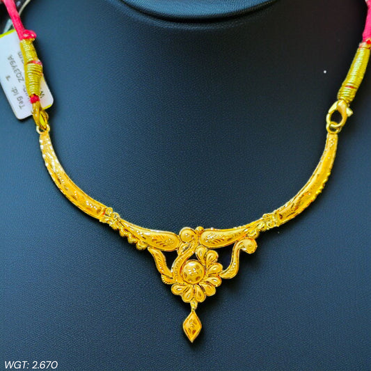 (GCN22) BIS CERTIFIED HUID HALLMARK 916 22KT GOLD NECKLACE CHOKER (APPROX WGT: 2.670 GM) 1 PIECE FOR WOMEN.
