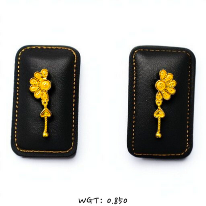 RAJLAXMI WGT: 0.850 GM APPROX HUID HALLMARK 916 22KT GOLD EAR TOPS STUD 1 PAIR FOR REGULAR USE.