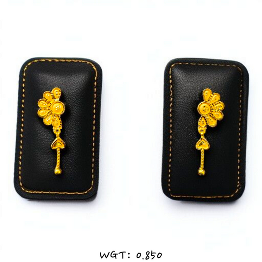 RAJLAXMI WGT: 0.850 GM APPROX HUID HALLMARK 916 22KT GOLD EAR TOPS STUD 1 PAIR FOR REGULAR USE.