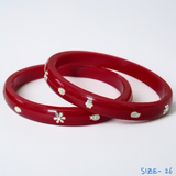 (SSP) (SIZE- 26) RED PASTING DESIGN 925 ORIGINAL SILVER POLA BANGLES FOR WOMEN 1 PAIR - SOLD AS MRP BY RAJLAXMI.