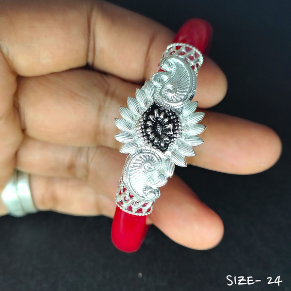 (SSP) (SIZE- 24) 925 ORIGINAL SILVER MUKH POLA BANGLES FOR WOMEN 1 PC - SOLD AS MRP BY RAJLAXMI.