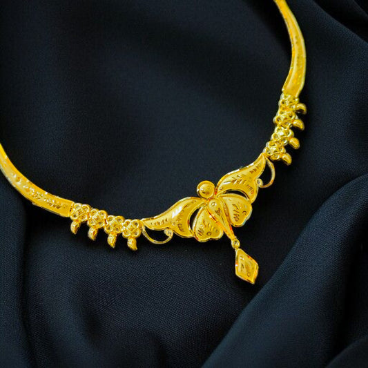 (GCN22) BIS CERTIFIED HUID HALLMARK 916 22KT GOLD NECKLACE CHOKER (APPROX WGT: 2.790 GM) 1 PIECE FOR WOMEN.