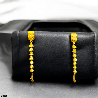 GOLD EARRINGS- WGT: 2.00 GM APPROX BIS CERTIFIED HUID HALLMARK 9KT GOLD EARRINGS 1 PAIR FOR WOMEN.