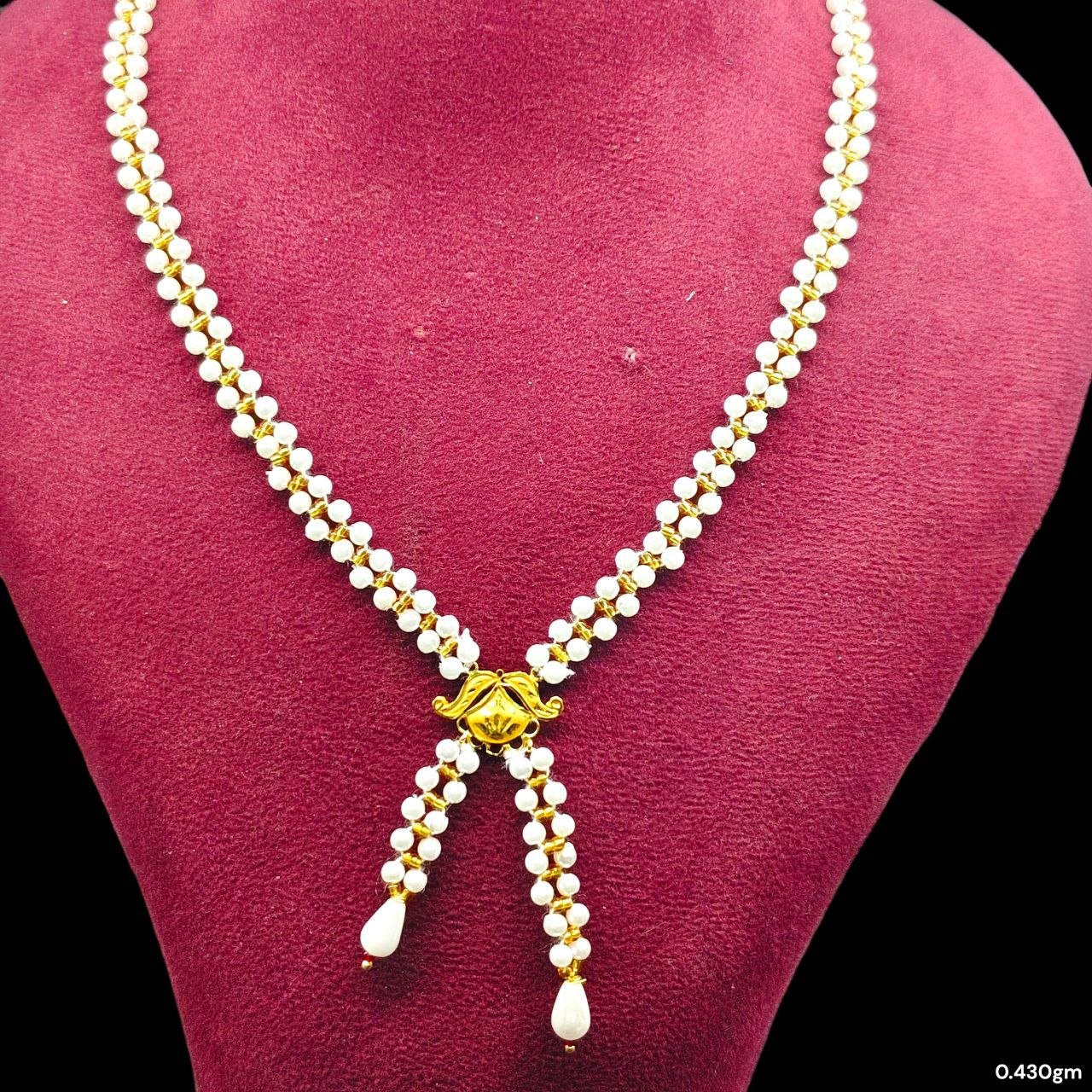 GMP22K- BIS CERTIFIED WGT: O.430 GM APPROX HUID HALLMARK 916 22KT GOLD MOTI TIE CHAIN 1 PIECE FOR WOMEN.