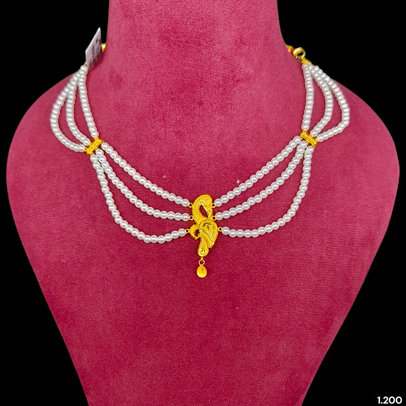 GOLD MOTI HAR- (THX6IS)-(WGT: 1.200 GM APPROX) CERTIFIED BIS HALLMARK HUID 22KT GOLD MOTI NECKLACE 1 PIECE WITH ADJUSTABLE TASSEL.