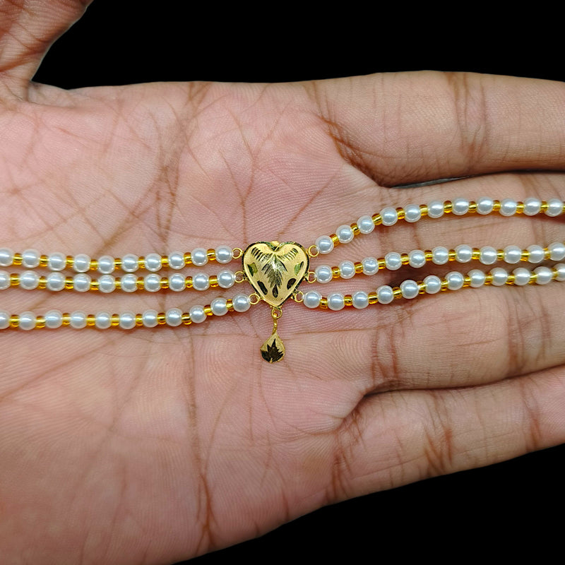 GMC9K- (BNKGCF)-(WGT: 0.250 GM APPROX) BIS CERTIFIED HUID HALLMARK 375 9KT GOLD MOTI CHOKER 1 PIECE WITH ADJUSTABLE TASSEL FOR GIFT IN MARRIAGE.