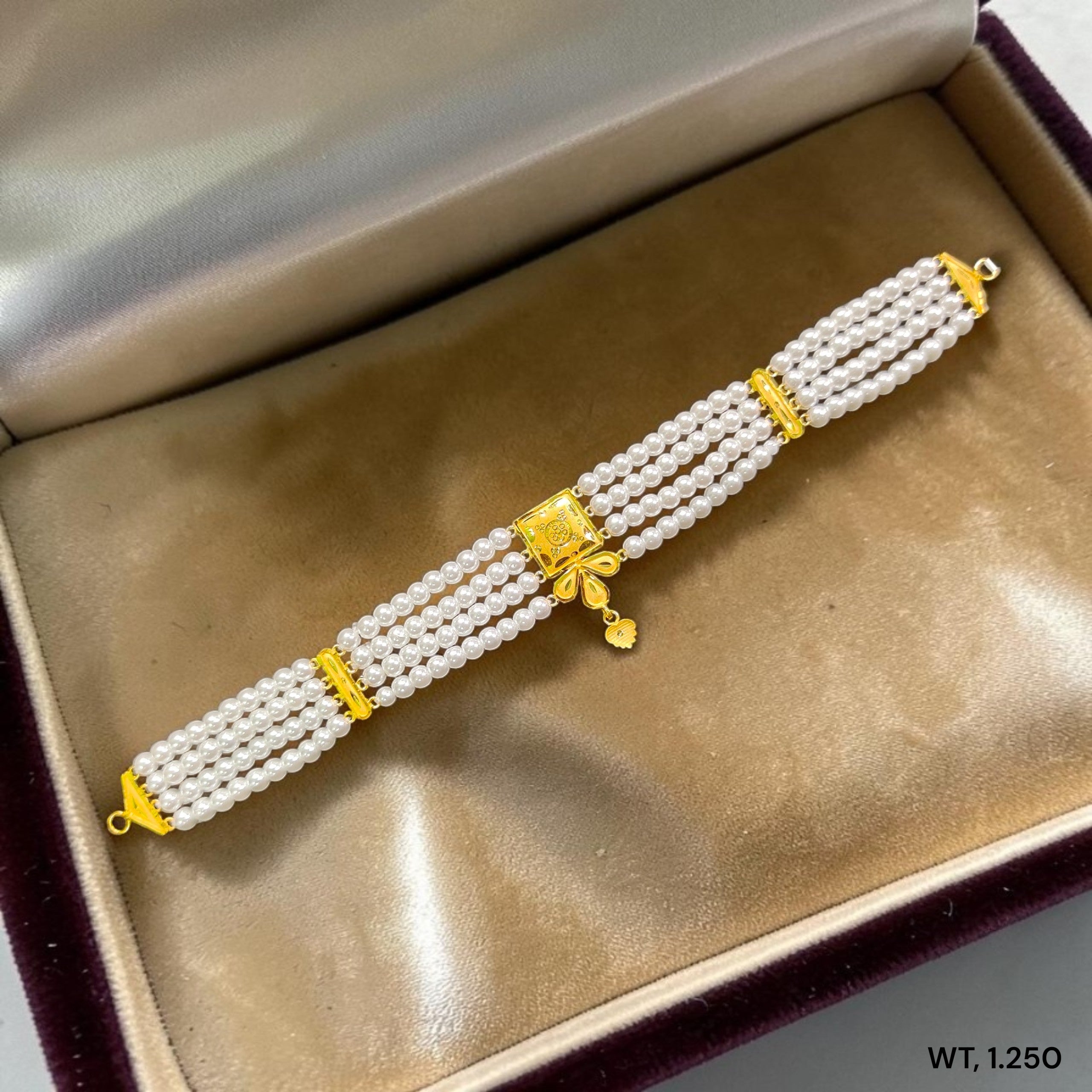 GOLD MOTI HAR- CERTIFIED BIS HUID HALLMARK 916 22KT GOLD MOTI CHOKER 1 PIECE (WGT: 1.250 GM) WITH ADJUSTABLE TASSEL FOR GIFT IN MARRIAGE.