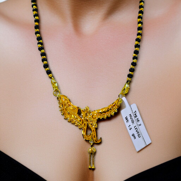 TRJ WGT: 1.500 GM APPROX 22KT HUID HALLMARK GOLD PENDANT MANGALSUTRA 1 PIECE WITH TASSEL.