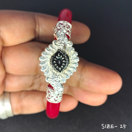 (SSP) (SIZE- 25) 925 ORIGINAL SILVER MUKH POLA BANGLES FOR WOMEN 1 PC - SOLD AS MRP BY RAJLAXMI.