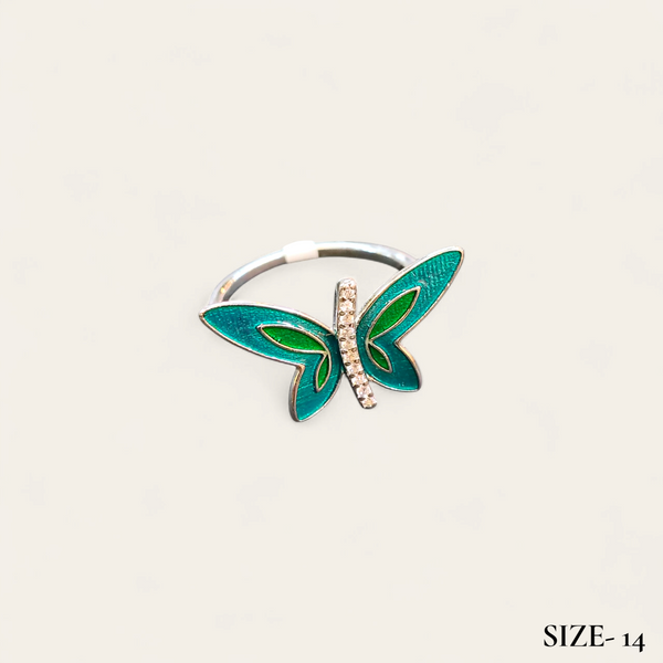 RAJLAXMI HALLMARK 925 SILVER FINGER BUTTERFLY MINAKARI DESIGN RING 1 PIECE FOR WOMEN FOR REGULAR USE - BEST FOR GIFTING (SOLD ON MRP)