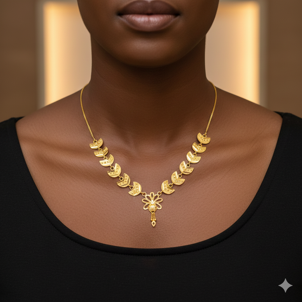 GCH-(WGT: 3.280 GM APPROX) BIS CERTIFIED HUID HALLMARK 9KT GOLD NECKLACE 1 PIECE FOR WOMEN.