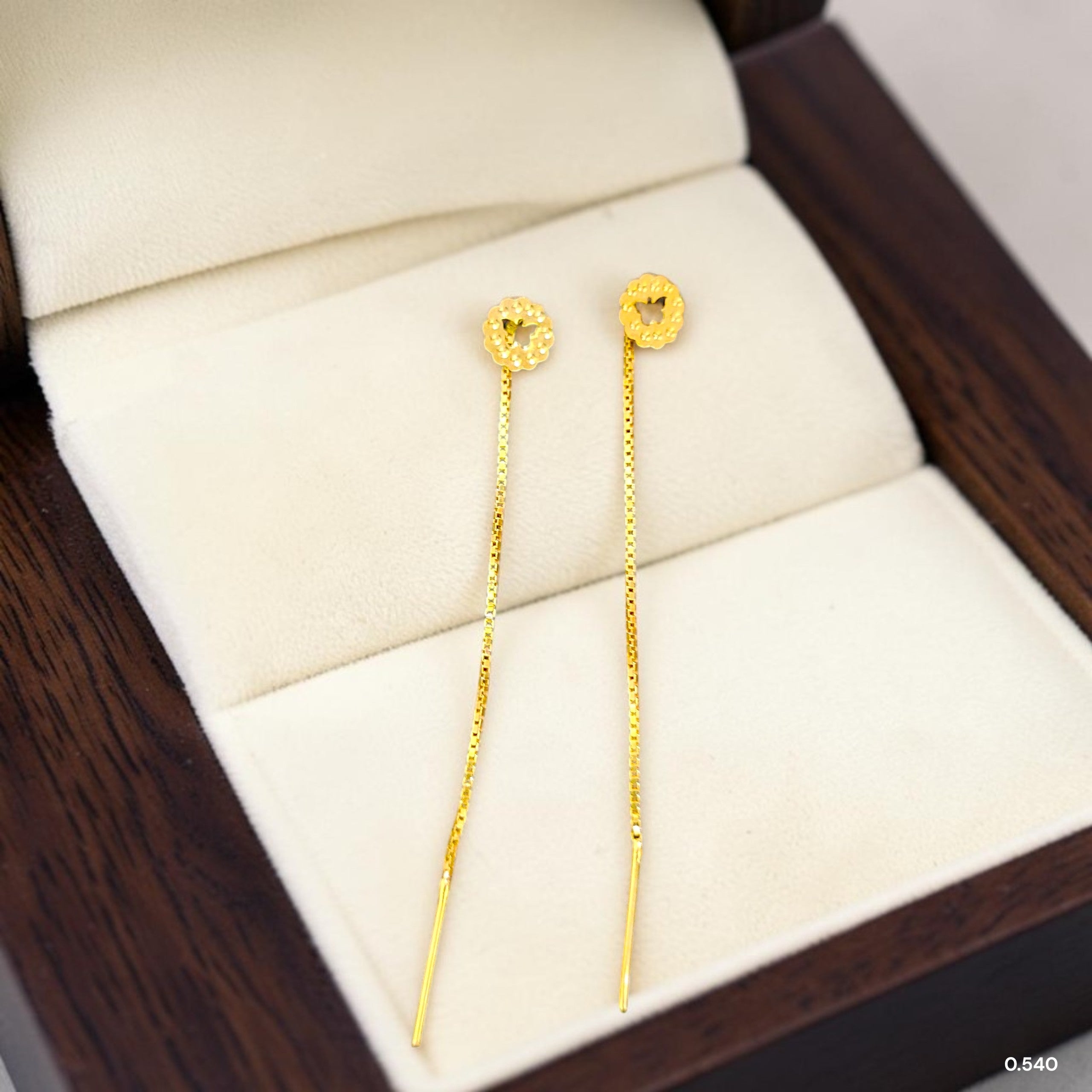 GOLD SUIDHAGA- (WGT: 0.540 GM APPROX) BIS CERTIFIED HUID HALLMARK 9KT GOLD SUIDHAGA EARRINGS (1 PAIR) FOR WOMEN.
