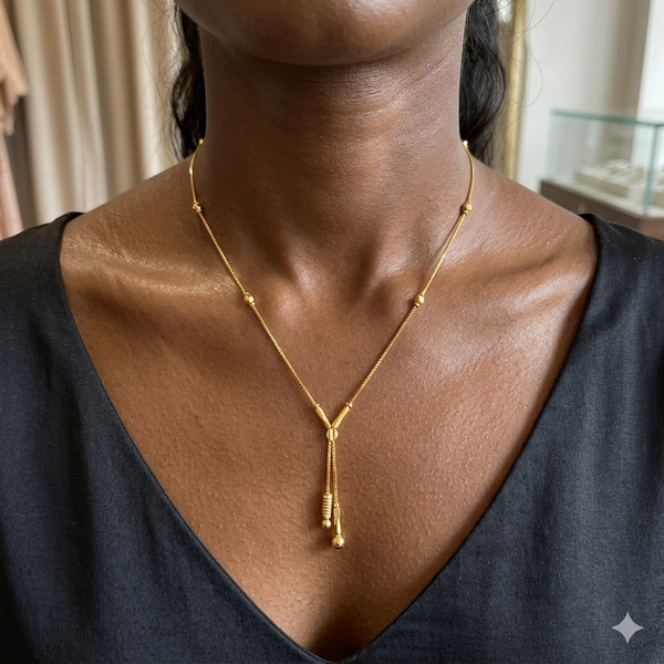 GOLD CHAIN- (WGT: 2.641 GM APPROX) BIS CERTIFIED HUID HALLMARK 9KT GOLD CHAIN WITH PENDANT (17 INCH) 1 PIECE FOR WOMEN.