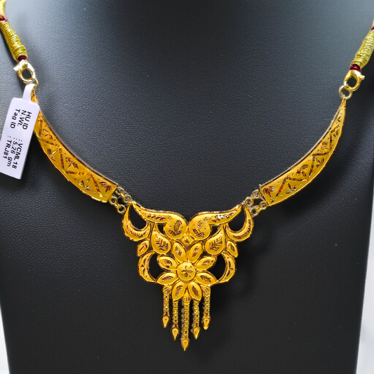 RAJLAXMI WGT: 5.260 GM APPROX HUID HALLMARK 22KT GOLD NECKLACE 1 PIECE WITH ADJUSTABLE TASSEL.