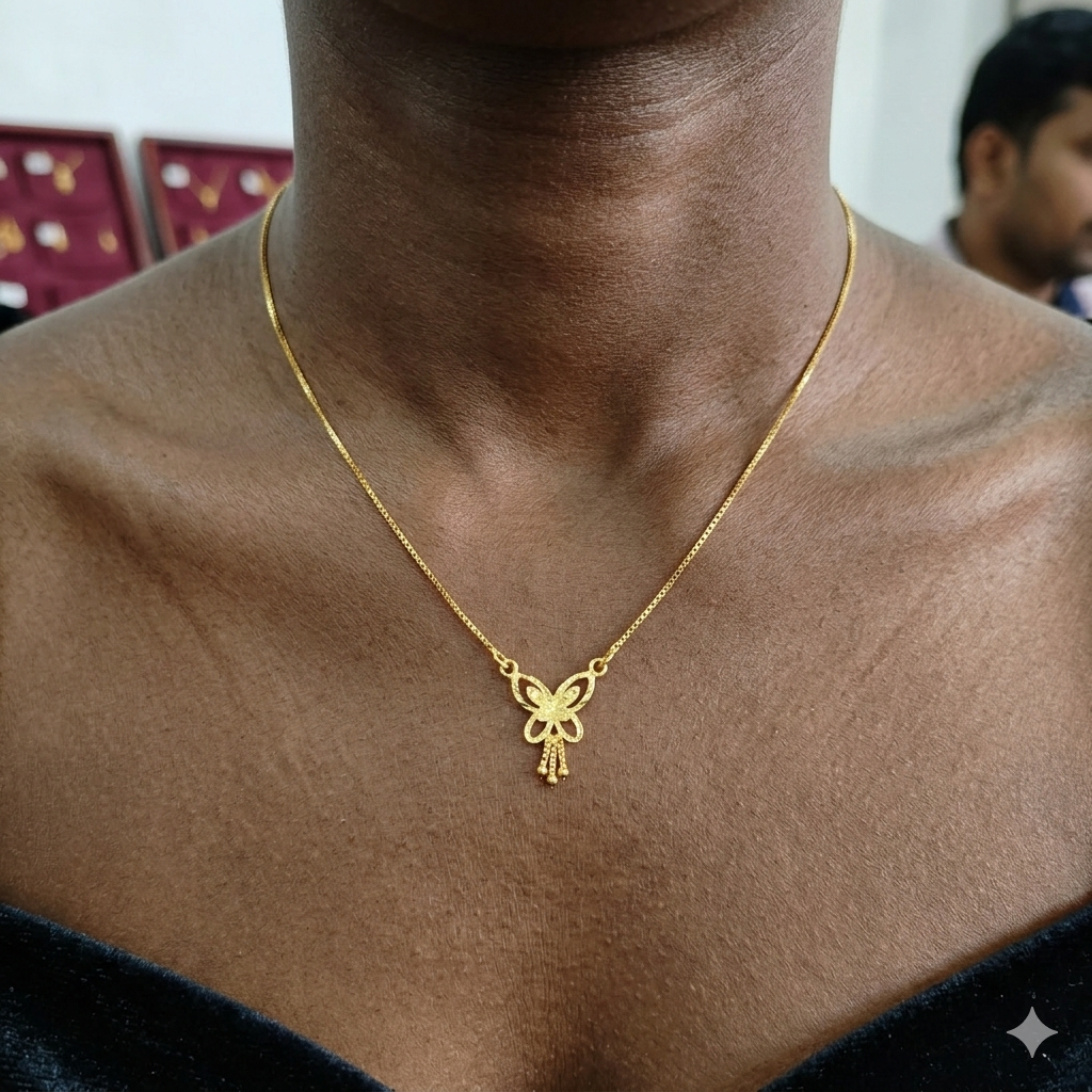 GOLD CHAIN- (WGT: 1.786 GM APPROX) BIS CERTIFIED HUID HALLMARK 9KT GOLD CHAIN WITH PENDANT (17 INCH) 1 PIECE FOR WOMEN.