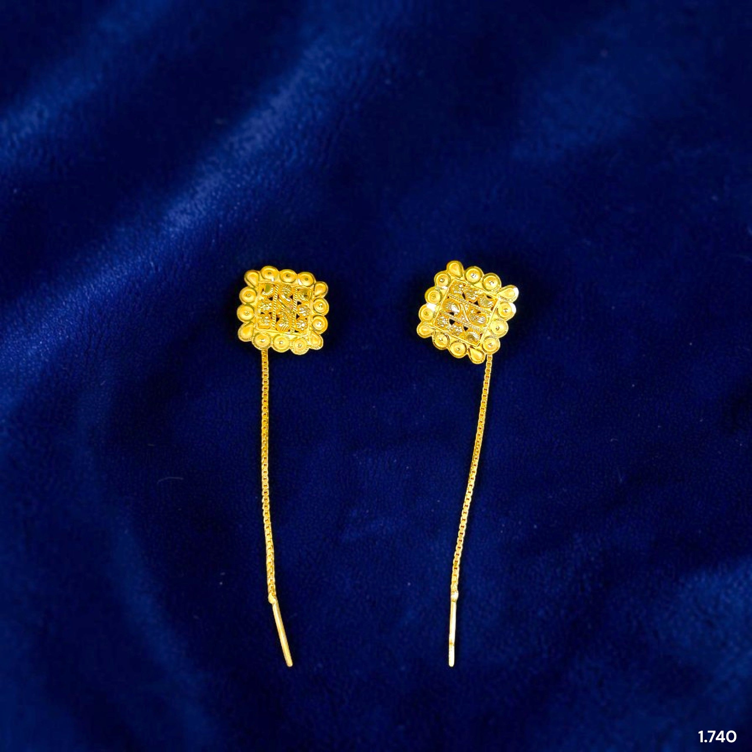 GOLD SUIDHAGA- (WGT: 1.740 GM APPROX) BIS CERTIFIED HUID HALLMARK 9KT GOLD SUIDHAGA EARRINGS (1 PAIR) FOR WOMEN. (EAQQL7)-(Q2ZAXR)