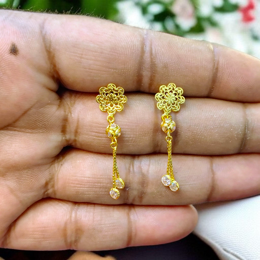 (GER22) BIS CERTIFIED WGT: 1.820 GM APPROX HUID HALLMARK 916 22KT GOLD EARRINGS KANBALA 1 PAIR FOR WOMEN.