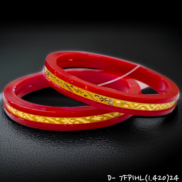 (GSP) TRJ 7FPIHL(SIZE: 24) WGT: 1.420 GM APPROX 22KT HUID HALLMARK GOLD POLA BANGLES 1 PAIR DESIGN FOR REGULAR USE.