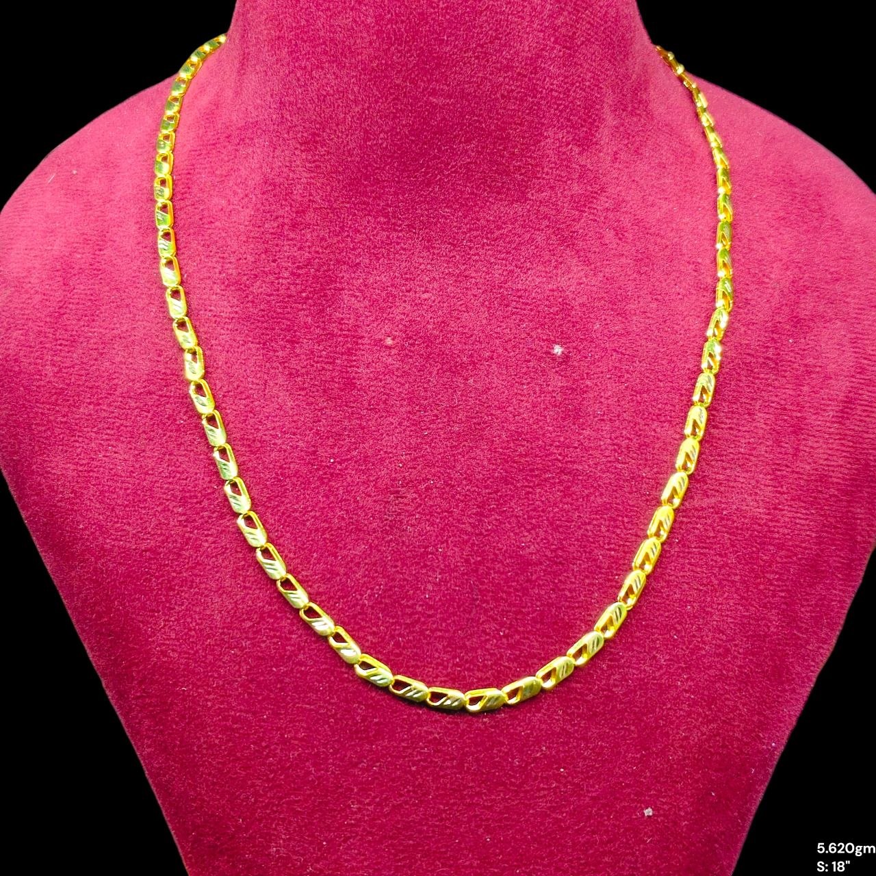GOLD CHAIN- (WGT: 5.620 GM APPROX) BIS CERTIFIED HUID HALLMARK 9KT GOLD CHAIN (18 INCH) 1 PIECE FOR UNISEX.
