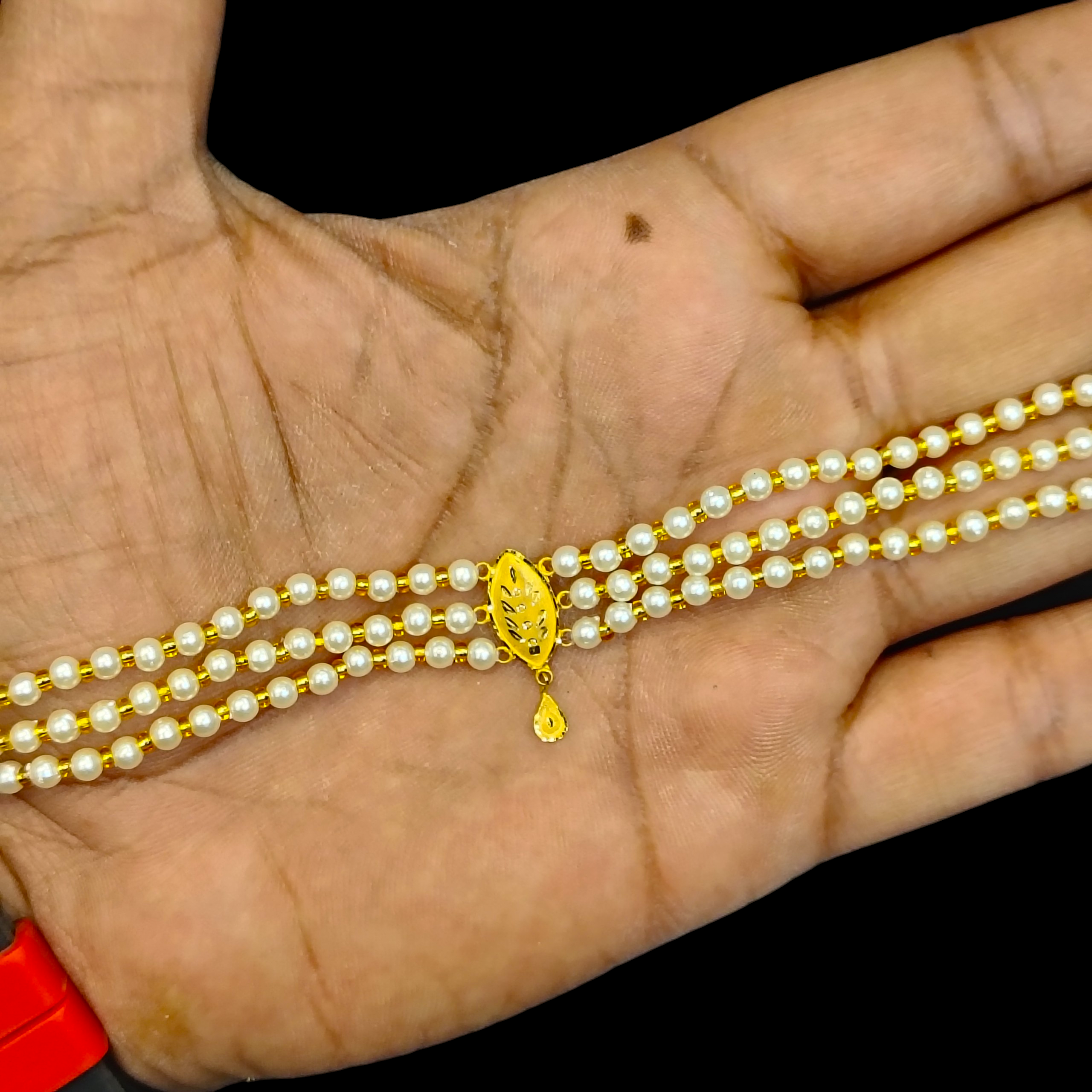 PEARL CHOKER - WGT: 0.170 - 0.200 GM APPROX KDM GOLD MOTI CHOKER 1 PIECE WITH ADJUSTABLE TASSEL FOR GIFT PURPOSE (50 TONCH) GET ANY DESIGN AS PER AVAILABILITY.