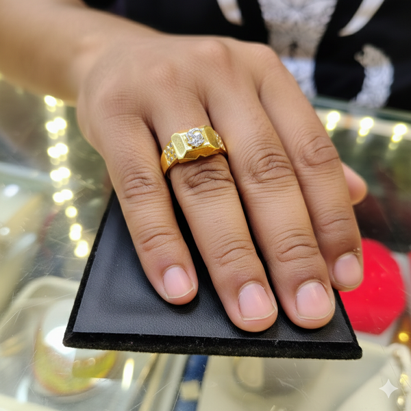 GENTS FINGER RING (GGFR9) TRJ (SIZE: 21) WGT: 2.090 GM APPROX BIS CERTIFIED HUID HALLMARK 9KT GOLD FINGER RING FOR MEN 1 PIECE FOR REGULAR USE.