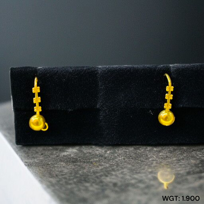 (GER22) BIS CERTIFIED WGT: 1.900 GM APPROX HUID HALLMARK 916 22KT GOLD SAFETIPIN EARRINGS 1 PAIR FOR WOMEN.
