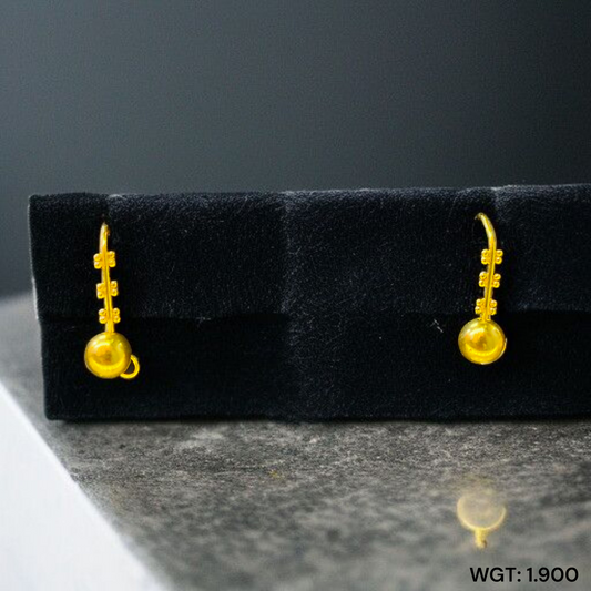 (GER22) BIS CERTIFIED WGT: 1.900 GM APPROX HUID HALLMARK 916 22KT GOLD SAFETIPIN EARRINGS 1 PAIR FOR WOMEN.