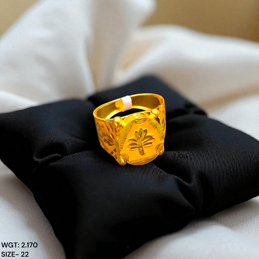 SIZE:22 (WGT: 2.170 GRAM APPROX) BIS CERTIFIED HUID HALLMARK 916 22KT GOLD GENTS FINGER RING FOR MENS 1 PIECE.