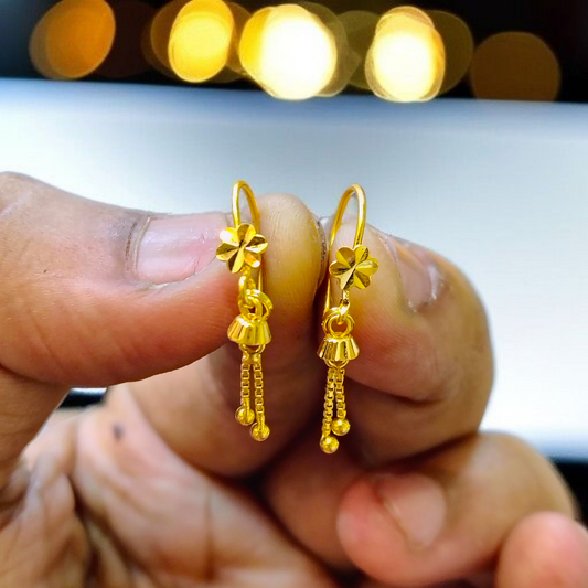 (GER22) BIS CERTIFIED WGT: 1.380 GM APPROX HUID HALLMARK 916 22KT GOLD SAFETIPIN EARRINGS 1 PAIR FOR WOMEN.