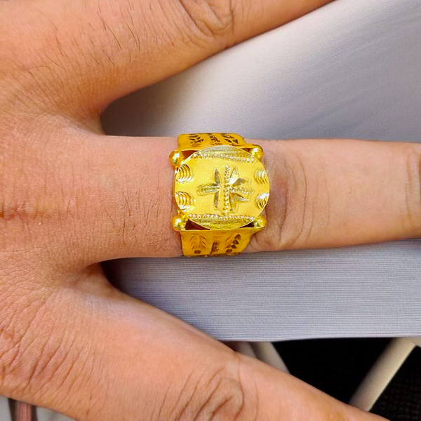 SIZE:23 (WGT: 2.130 GRAM APPROX) BIS CERTIFIED HUID HALLMARK 916 22KT GOLD GENTS FINGER RING FOR MENS 1 PIECE.