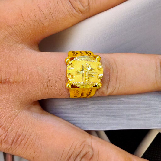 SIZE:23 (WGT: 2.130 GRAM APPROX) BIS CERTIFIED HUID HALLMARK 916 22KT GOLD GENTS FINGER RING FOR MENS 1 PIECE.