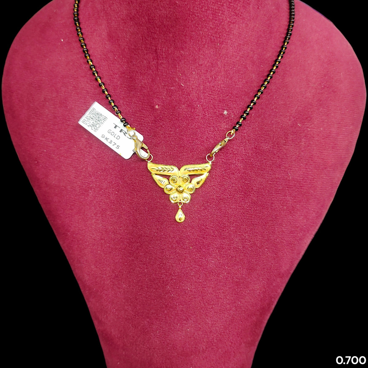 GPM9K- (WGT: 0.700 GM APPROX) BIS CERTIFIED HUID HALLMARK 375 9KT GOLD PENDANT FOR WOMEN 1 PIECE WITH FREE MANGALSUTRA & TASSEL. (D89EAI)