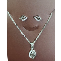 SILVER LOCKE- 625 SILVER LOCKE SET WITH EARRINGS SOLD ON MRP) - *CHAIN INCLUDED* (NON EXCHANGEABLE ITEM)