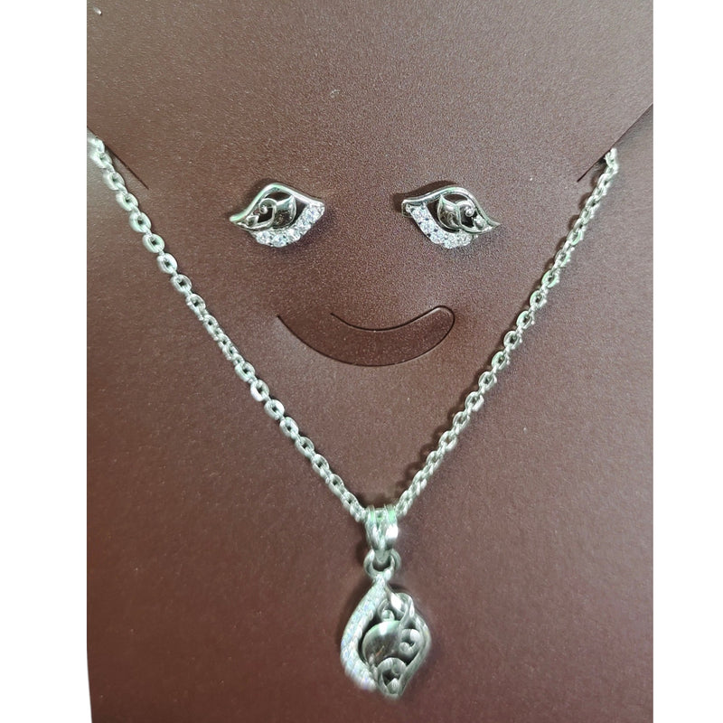 SILVER LOCKE- 625 SILVER LOCKE SET WITH EARRINGS SOLD ON MRP) - *CHAIN INCLUDED* (NON EXCHANGEABLE ITEM)