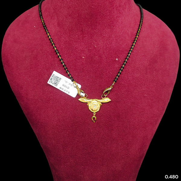 GPM9K- (WGT: 0.480 GM APPROX) BIS CERTIFIED HUID HALLMARK 375 9KT GOLD PENDANT FOR WOMEN 1 PIECE WITH FREE MANGALSUTRA & TASSEL. (PMVD2T)