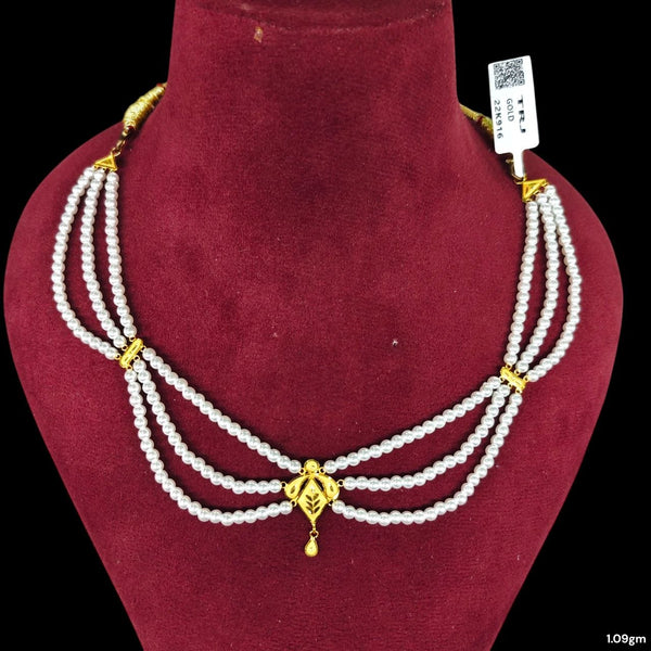 GOLD MOTI HAR- (WGT: 1.090 GM APPROX) CERTIFIED BIS HALLMARK HUID 22KT GOLD MOTI NECKLACE 1 PIECE WITH ADJUSTABLE TASSEL.(TKKH9W)