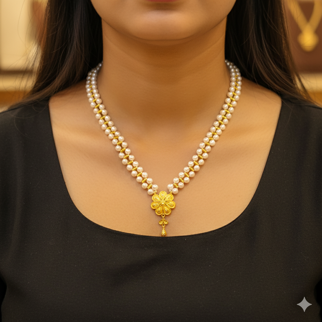 (GMP22) BIS CERTIFIED WGT: 0.810 GM APPROX HUID HALLMARK 916 22KT GOLD MOTI PENDANT 1 PIECE FOR YOUR BEAUTIFUL WIFE.