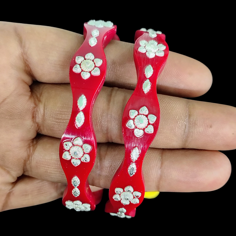 SILVER POLA- WAVE POLA DESIGN 925 HALLMARK ORIGINAL SILVER POLA BANGLES FOR WOMEN 1 PAIR (WGT: 4.00 GM APPROX) - SOLD AS MRP BY RAJLAXMI.