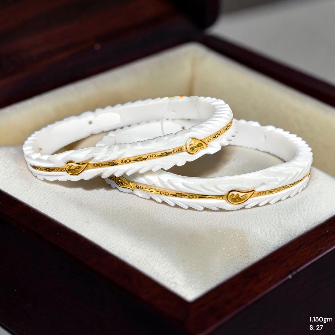 GSB9K- SIZE:27 (WGT: 1.150 GM APPROX) BIS CERTIFIED HUID HALLMARK 375 9KT GOLD SAKHA BADHANO 1 PAIR FOR WOMEN (CHILA PATH DESIGN) NOT FOR REGULAR USE. (BCBABF)-(JFYGKT)