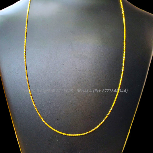GCH- (DUAL TONE DESIGN) BIS CERTIFIED TRJ WGT: 2.880 GM APPROX HUID HALLMARK 22KT GOLD CHAIN (16 INCH) 1 PIECE FOR BABY GIRL & BOY.