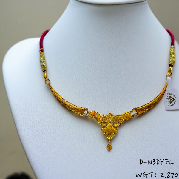 RAJLAXMI D- N3DYFL WGT: 2.870 GM APPROX HUID HALLMARK 22KT GOLD NECKLACE 1 PIECE WITH ADJUSTABLE TASSEL.